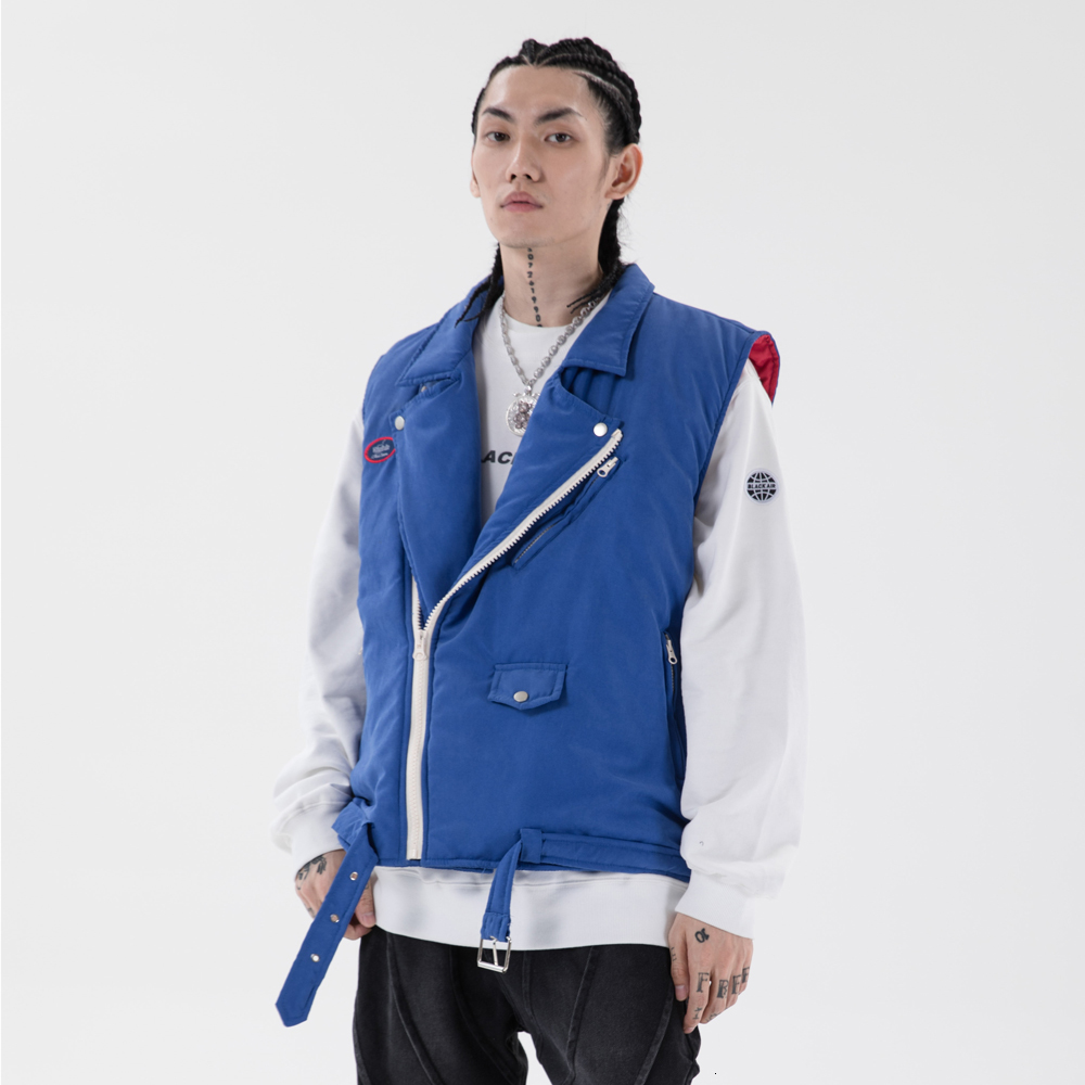 

2021 New Cotton-padded Vest Solid Zipper Pocket Waistcoat Thick Warm Casual College Style Sleeveless Winter Jacket Men Coats Mz4n, Purple