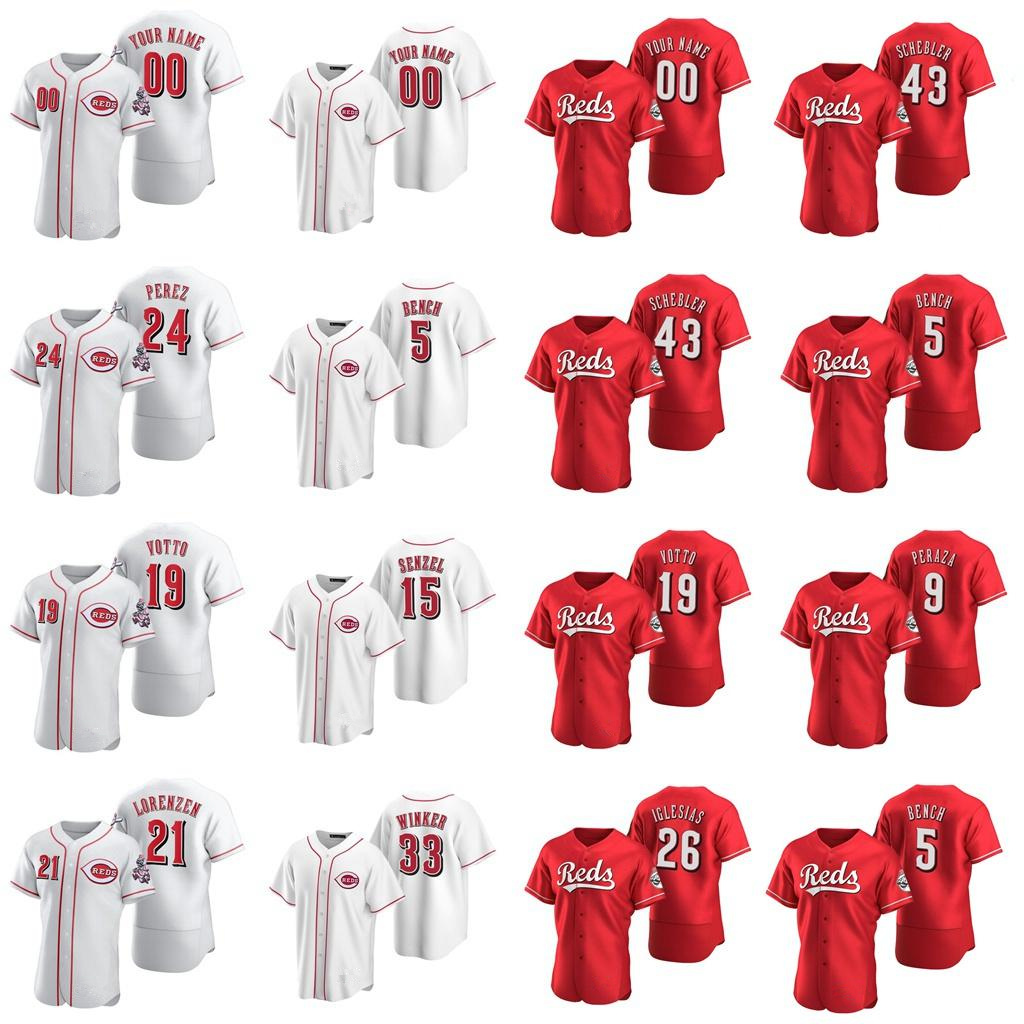 

2021 Custom Joey Votto 27 Trevor Bauer 44 Aristides Aquino 7 Eugenio Suárez 2 Nicholas Castellanos 15 Nick Senzel Castillo Baseball Jersey, Women's color 3