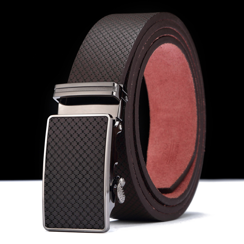 

2021 New High Quality Brand Luxury Automatic Buckle Cowhide Belt Leather Belts for Men Geometric Pattern Hot Sale 3xxf, Black