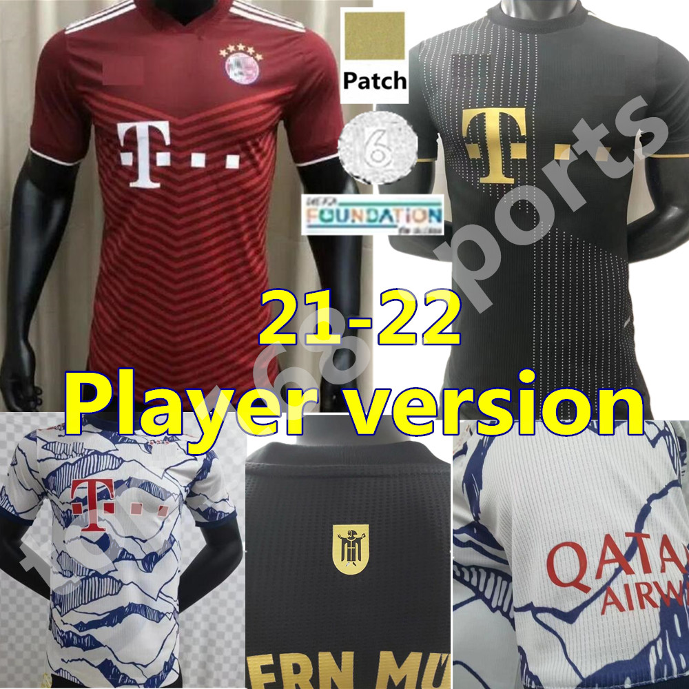 

21 22 Player version bAyerN Home Away 3rd Black Soccer jersey 2021 2022 Munich SANE LEWANDOWSKI GNABRY MULLER Maillots de football shirt COMAN DAVIES uniforms, 3rd+patch