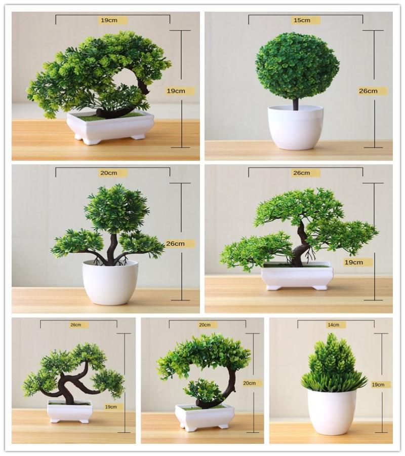 

Artificial Plants Potted Bonsai Green Small Tree Plants Fake Flowers Potted Ornaments for Home Garden Decor Party Hotel Decor, Zhuoyecao green