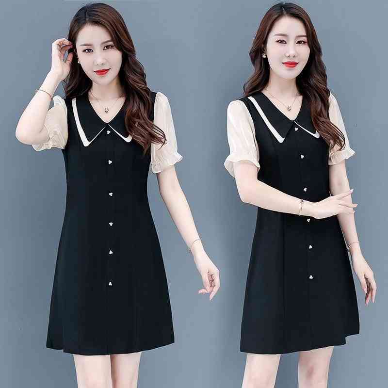 

Casual Dresses Knitted summer Women Lapel Fashionable.3 Cotton Material Comfortable Sweater Breathable Classic Size -xxl F8J2, Black