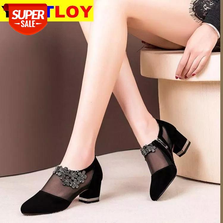 

Women Crystal Mesh Zip Lace Sandals Woman High Heels SpringFemale Shoes Classics Solid Platform Sandals Ladies Party Shoes #AL6V, Black