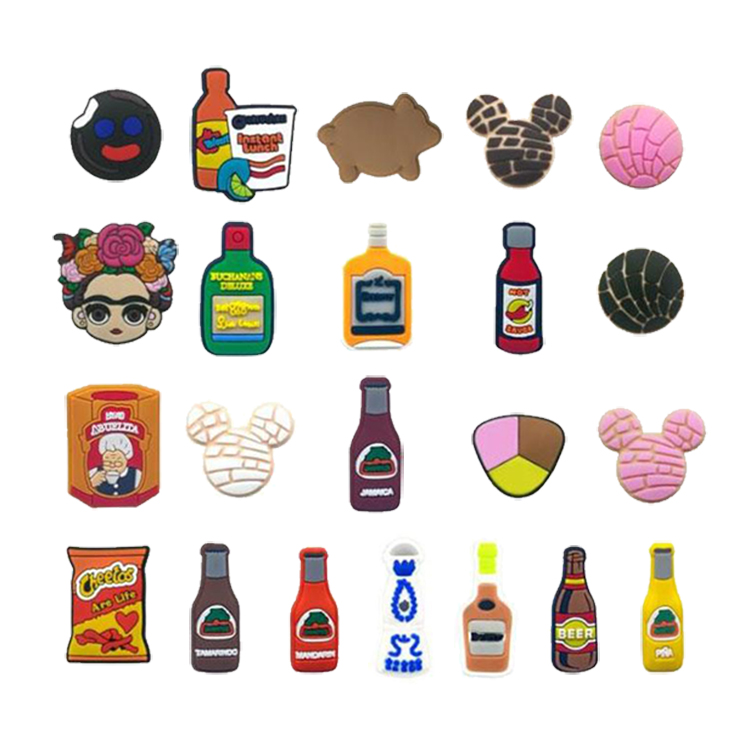 

Fast delivery custom mexican style pvc shoe charms shoecharm buckles fashion accessories soft rubber for croc shoes