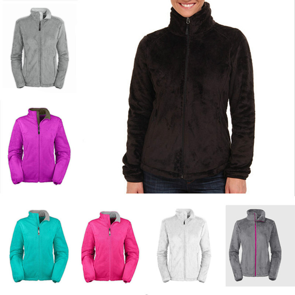 

Winter Women Jackets Fleece Osito North Soft Outerwear Coats Fashion Casual Brand Outdoor Ski Down Ladies Windproof Warm Sports Womens Clothing S-2XL, Gray