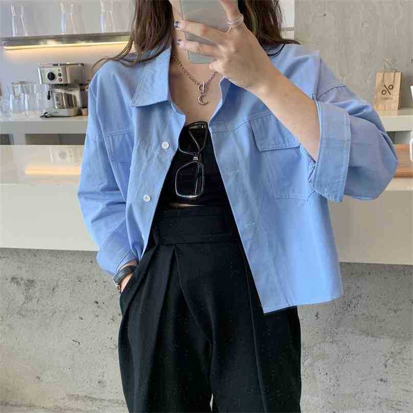 

Preppy Style Stylish Women Retro Slim Office Lady High Waist Solid Brief Vintage Girls Coats Streetwear Tops 210525, White