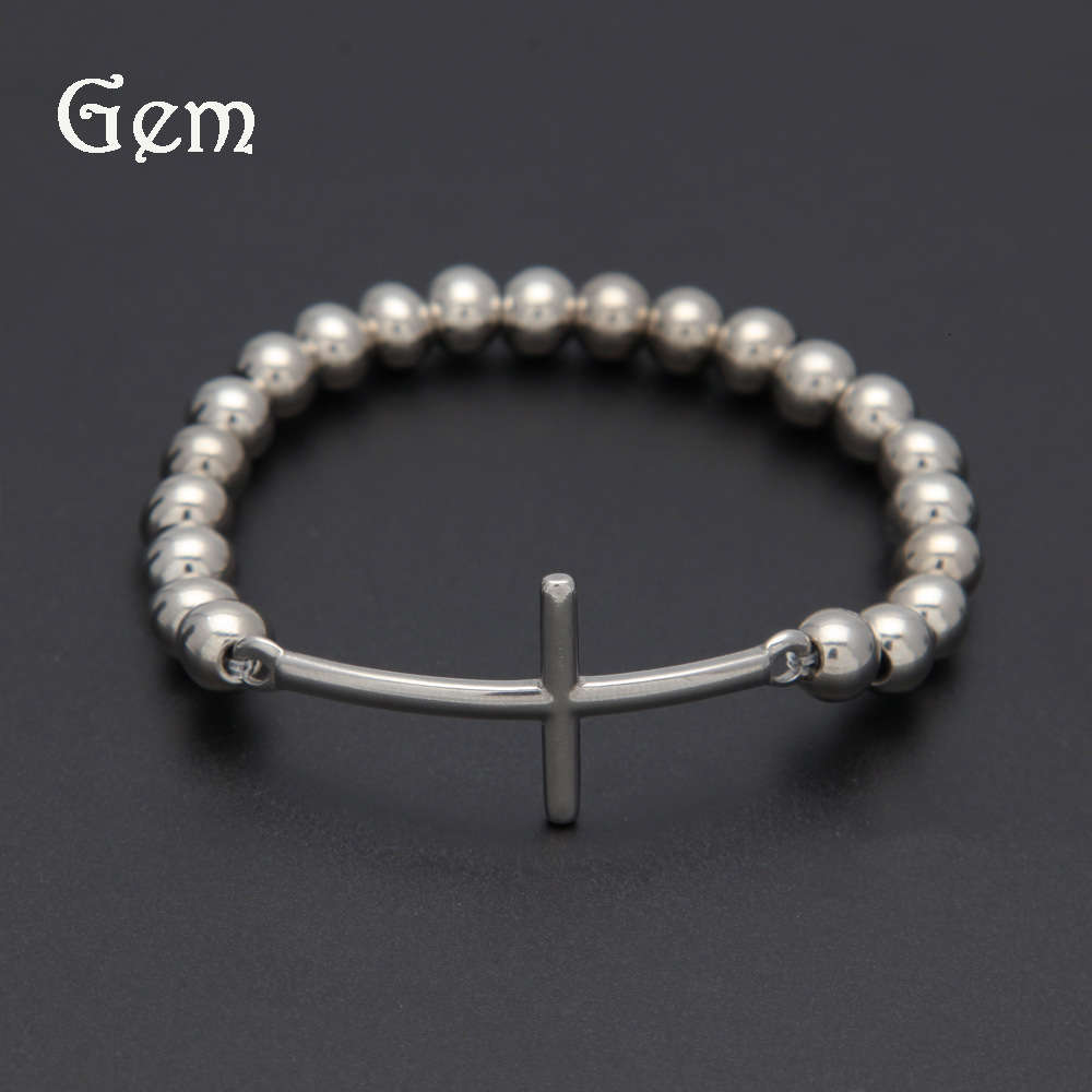 

Street fashion stainless steel color preserving hip hop Bead Bracelet cross stitching Meiya new Bracelet