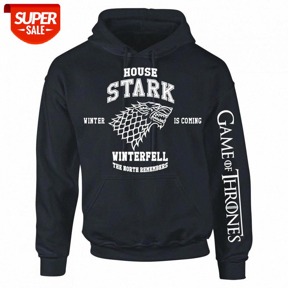 

Sudadera hombre Hot TV House Stark Hoodies men New winter Fashion printing cotton fleece sweat homme hoodie sweatshirt #pj10, Black