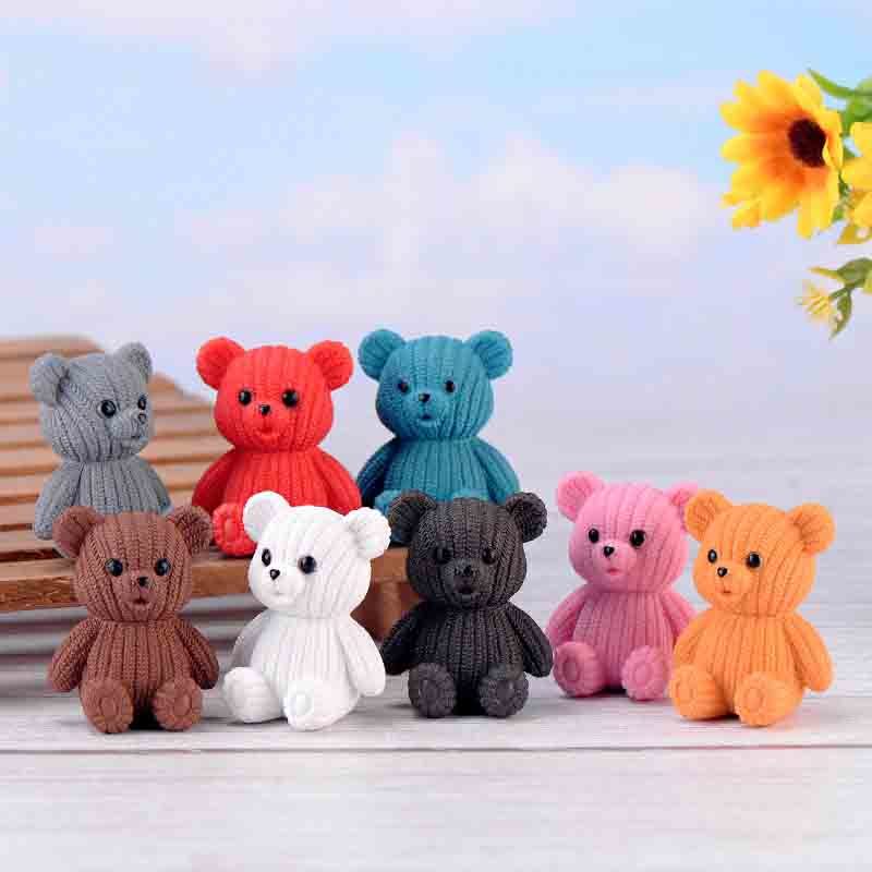 

8 Pcs Cute Bear Miniature Fairy Easter Animal Garden Figurines Cake Decoration Micro Landscape Bonsai Figurine Resin Crafts C0220