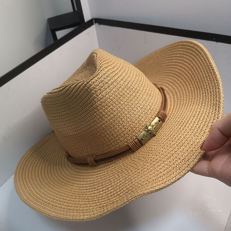 

2021 New Fashion Summer Sun Hat Cowboy Hat Hand-crafted Panama Beach Hat Wide Brim Cap for Men Women Straw Hats, Blue
