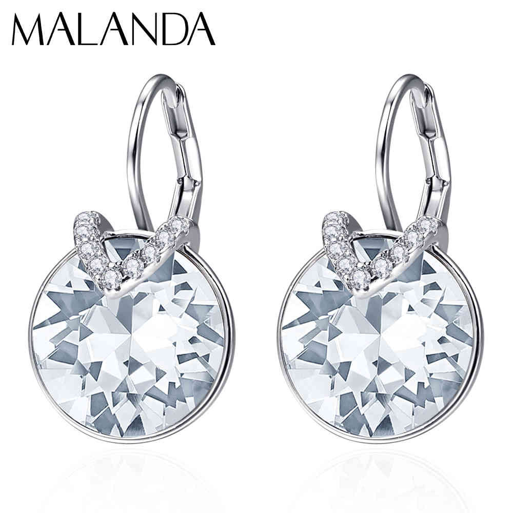 

Crystals From Swarovski Round Bella V Stud For Women Fashion Female Earrings Wedding Party Jewelry Mom Girls Gift, Golden