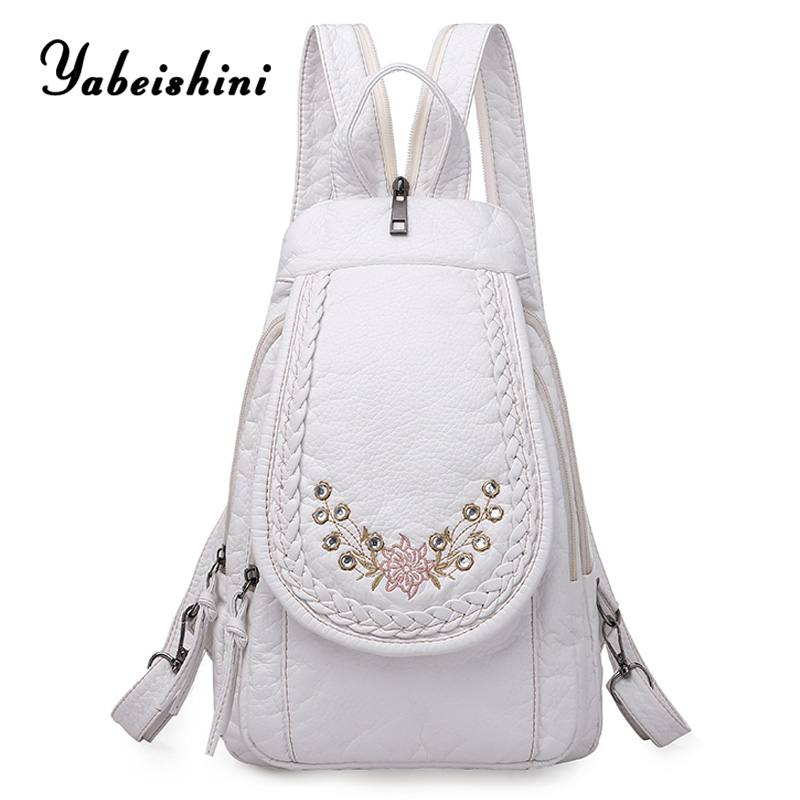 

High Quality for Women White Leather Backpack School Bag, Pink