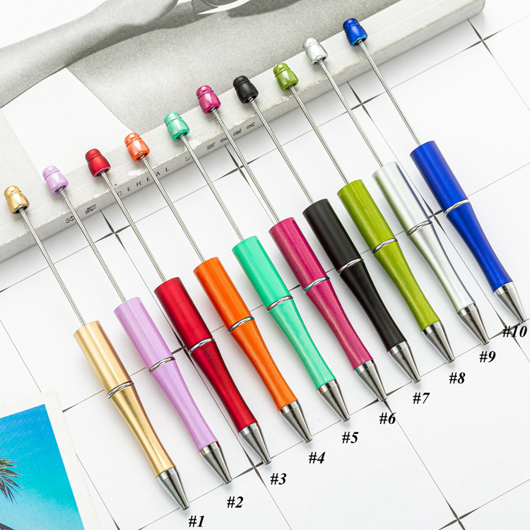 

Plastic Bead Pens Ballpoint 10 Color Pen Gift Ball Pen Kids party Personalized Ballpoint Pens Gift Wedding Gift For Guests WLL191, Blue;orange