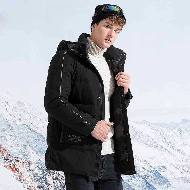 

Men's Down & Parkas Aismz Winter 90% White Duck Jacket Fashion Youth Warm Thick Casual High Quality Long Detachable Hat Black Khaki Coat Y1PP# US6A, 1# shoe box