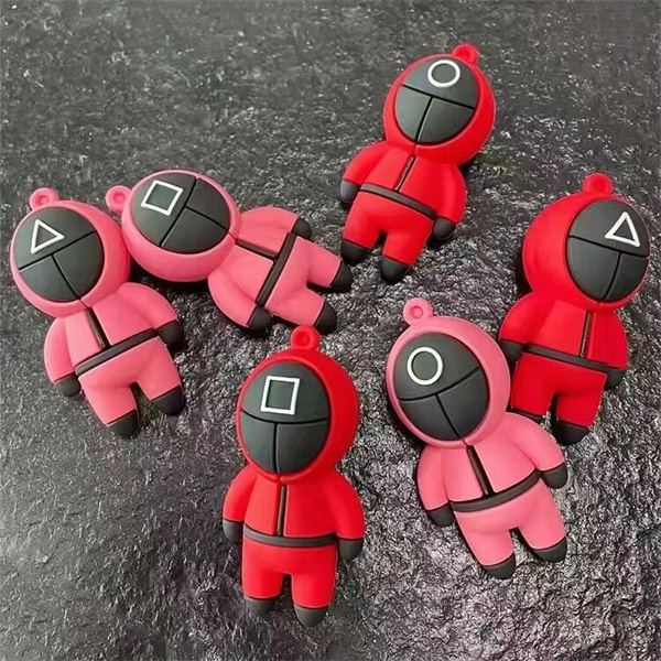 

TV Squid Game Keychain key straps Popular Gadget Accessories Toy Anime Surrounding Wooden People Pontang PVC Keychains Halloween gifts