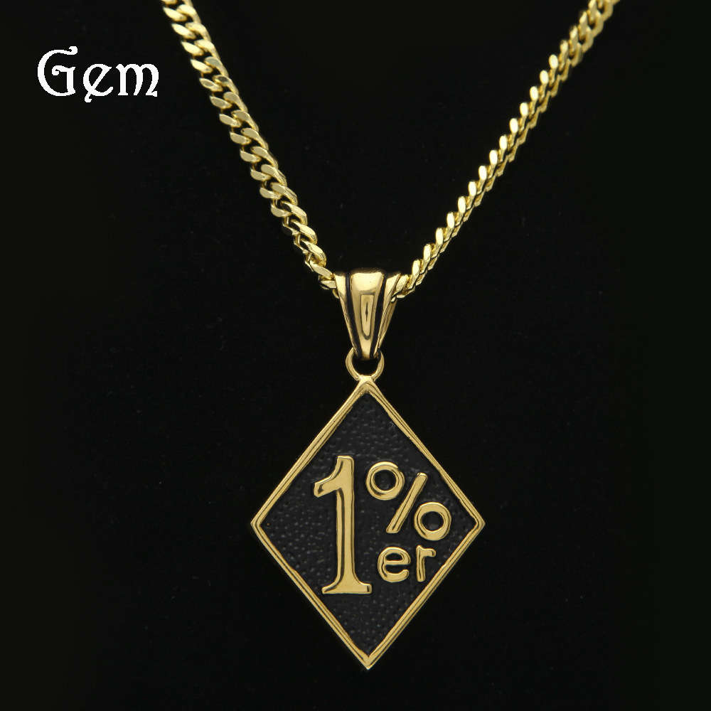 

Gem new one percent pendant Gold Plated Hip Hop military Necklace