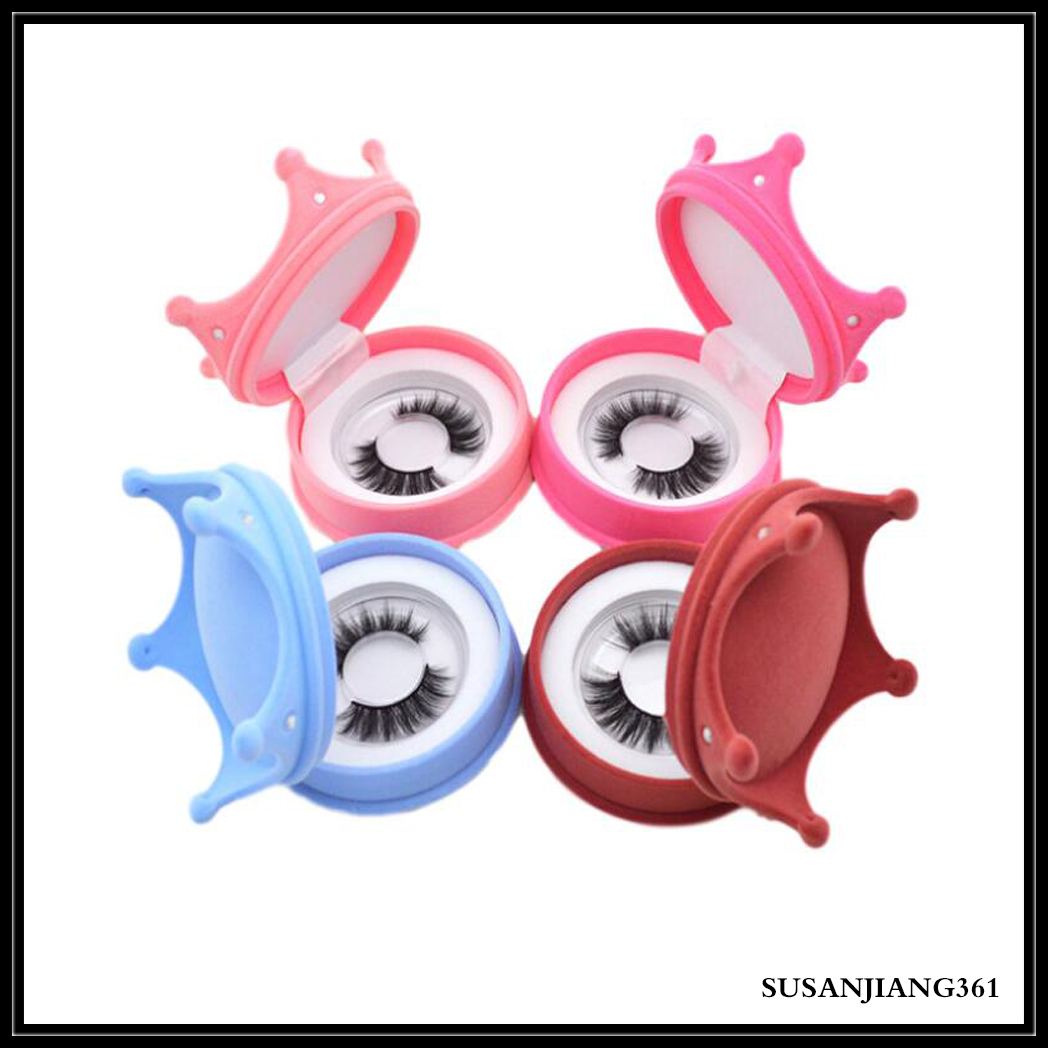 

EPACK Crown Diamond Eyelash Packaging Box Empty Pink Blue 3D Mink Eyelash Case for Regular Length Lashes only box