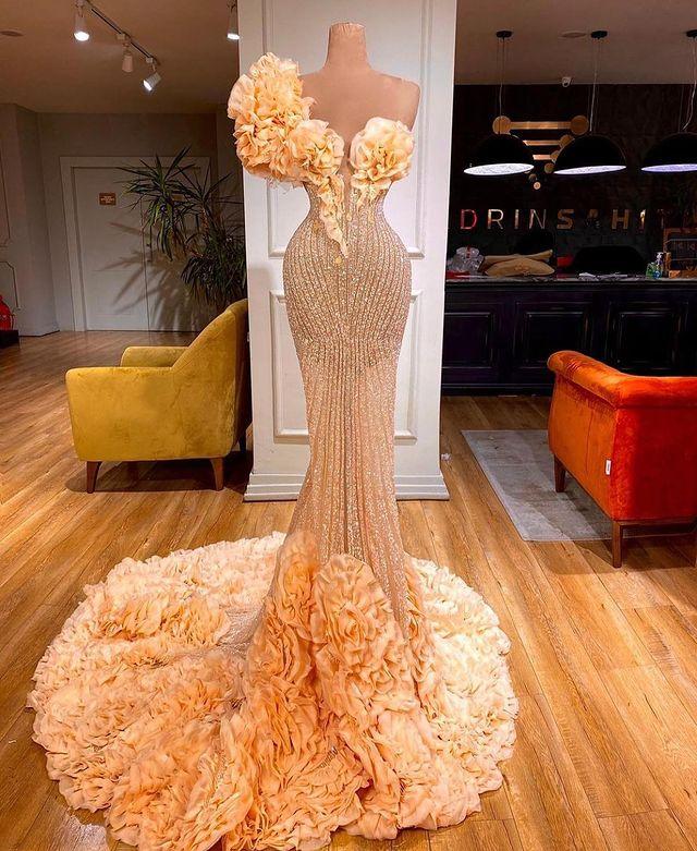 

2021 Arabic Mermaid Prom Dresses Luxury Beading Sequined Ruffles One Shoulder Women Plus Size Formal Evening Gowns, Light purple