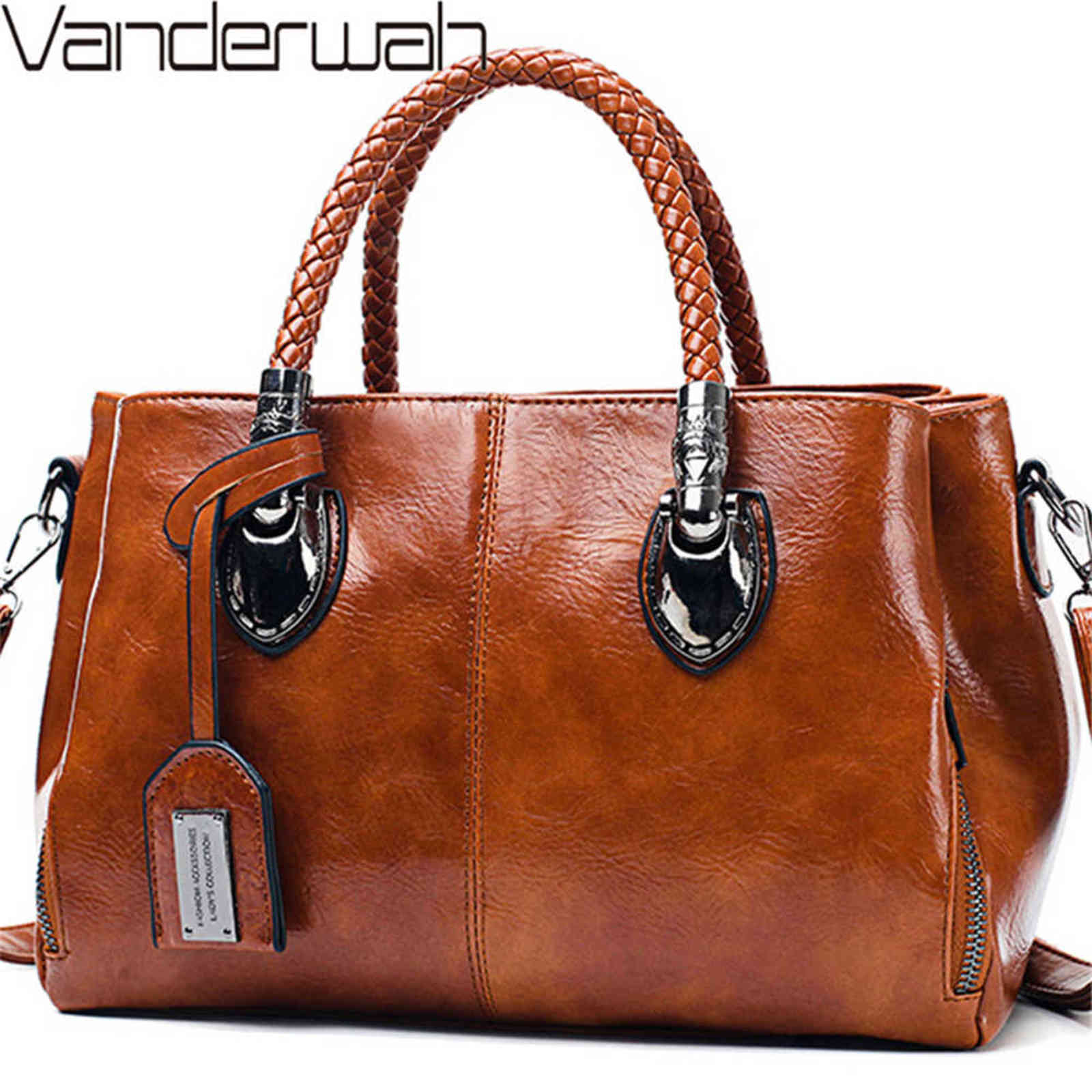 

Soulder Bags Vintage Oil Wax Leather Luxury Handbags Women Designer Ladies Hand for Bag Sac a Main Femme Bolsa Feminina 1115, Blue