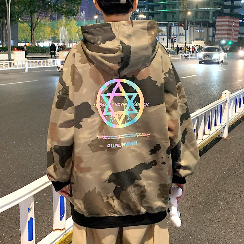 

2021 New Camouflage hoodies fashion male hoodie men's clothes and size fit V4FY, Green