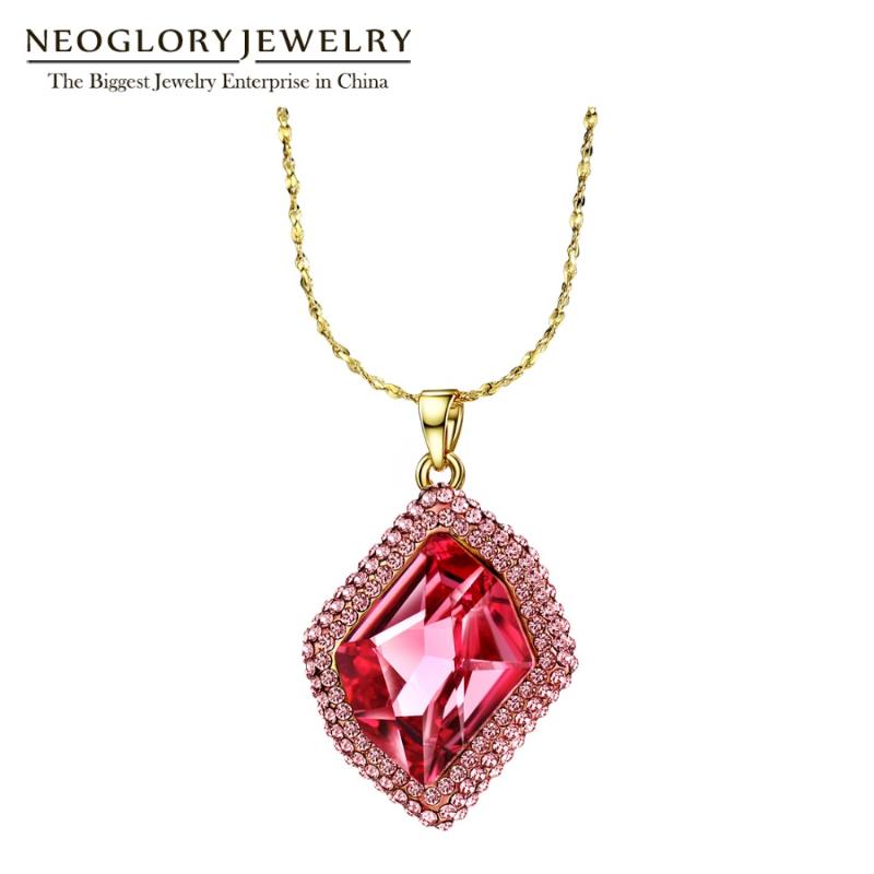

Pendant Necklaces Neoglory Rhinestone Fashion Chain & Pendants Jewelry 2021 Brand Gifts Embellished With Crystals From