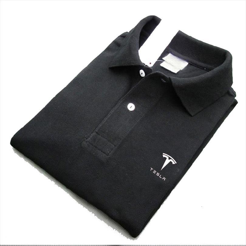 

trend fashion tesla short sleeve mens polo cotton shirt spring harajuku street casual, White;black