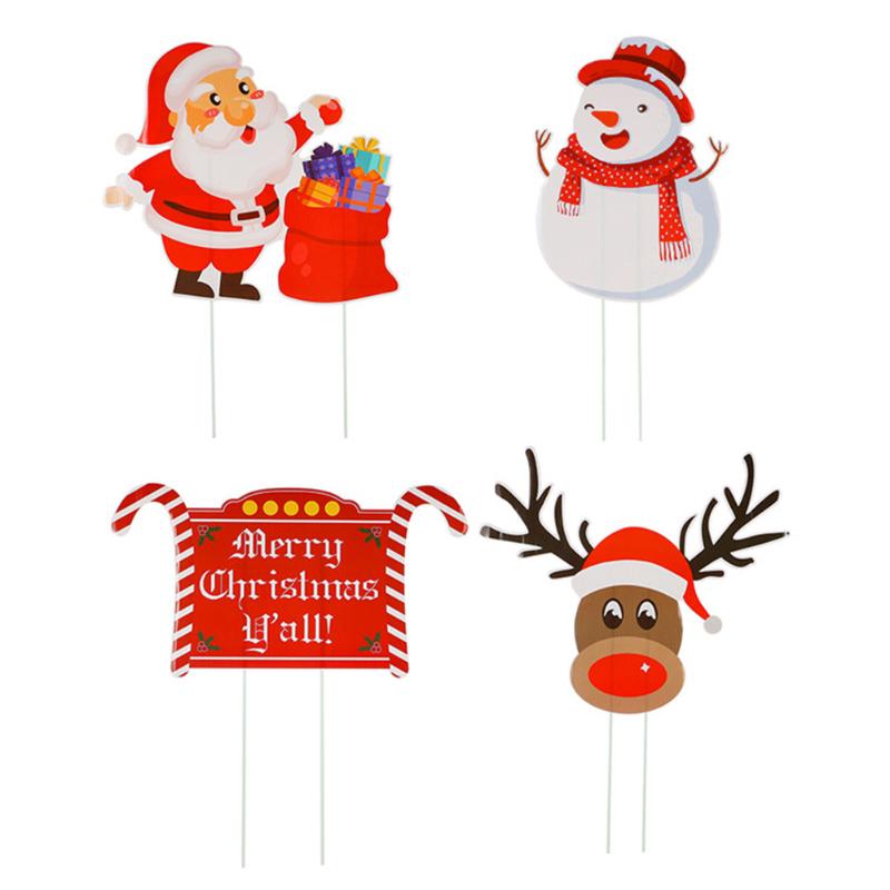 

Greeting Cards 4Pcs Christmas Decoration Garden Yard Stakes Signs Year Outdoor Decor #q4