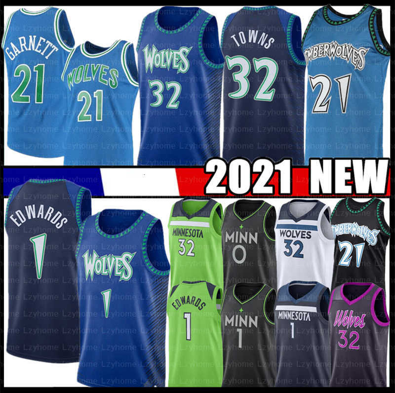 

Anthony 1 Edwards D'Angelo DAngelo 0 russell Karl-Anthony 32 Towns Basketball Jerseys 75th city minnesotas Blue edition timberwolve kevin 21
