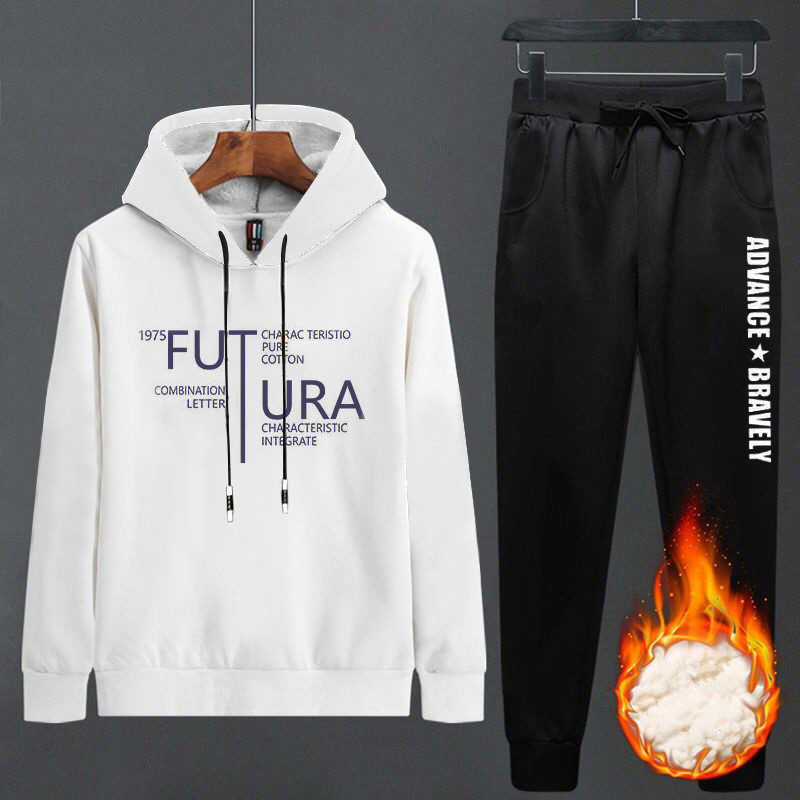 

men's tracksuits winter training sets male impression casual tracksuits two hoodie pieces ensemble sweatpants husband outfits z94a, Gray