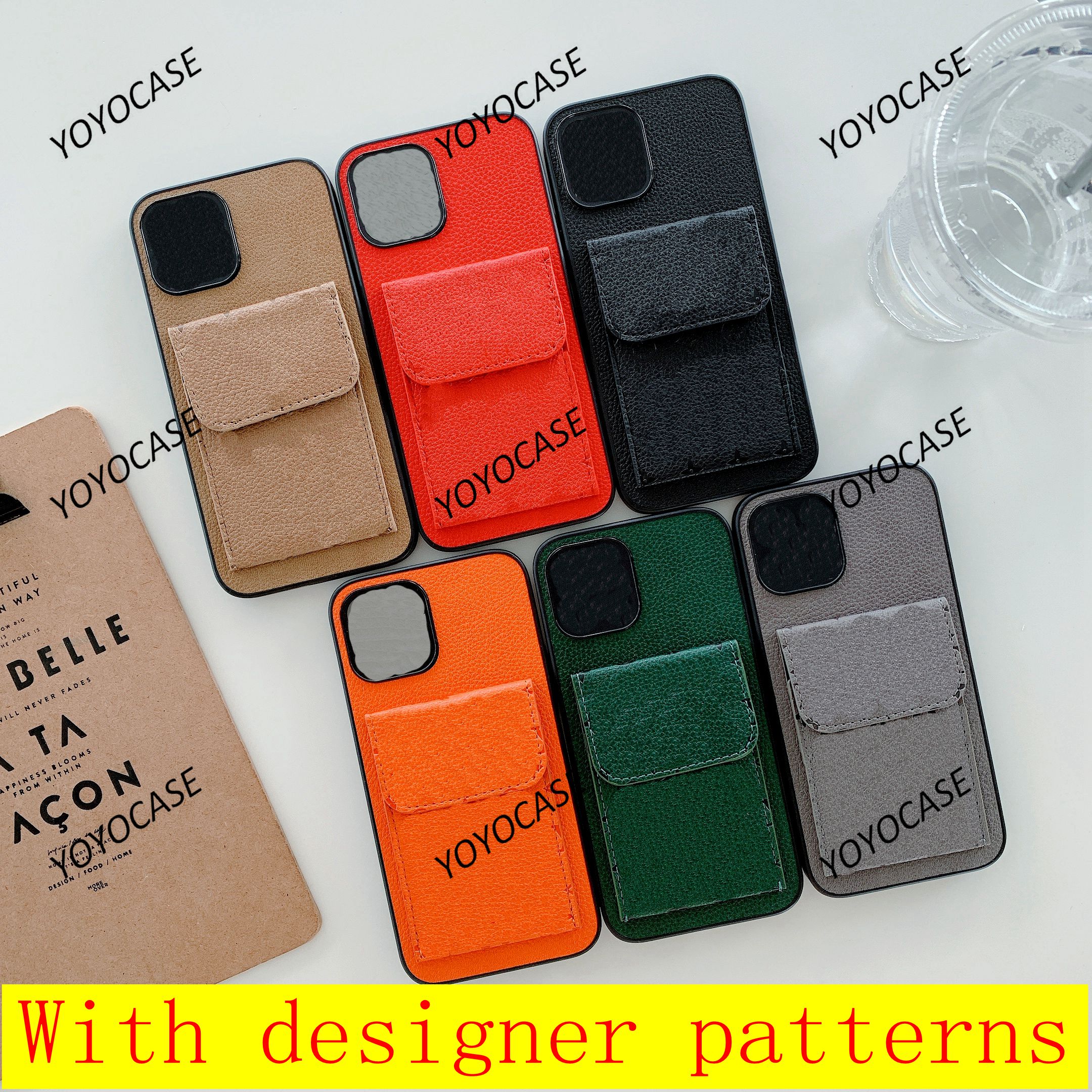 

L designer leather iphone cases for 12 Pro Max 11 XR X 7 8 Plus creative fashion credit card holder phone case