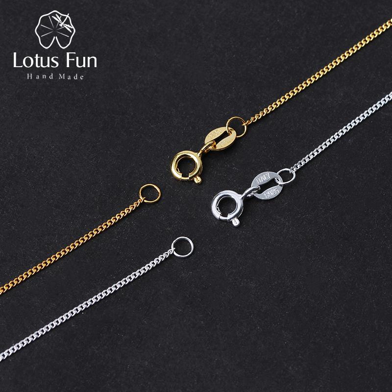 

Other Lotus Fun Real 925 Sterling Silver Necklace Fine Jewelry 18K Gold Classic Easy Match Chain Without Pendant For Women Accessories