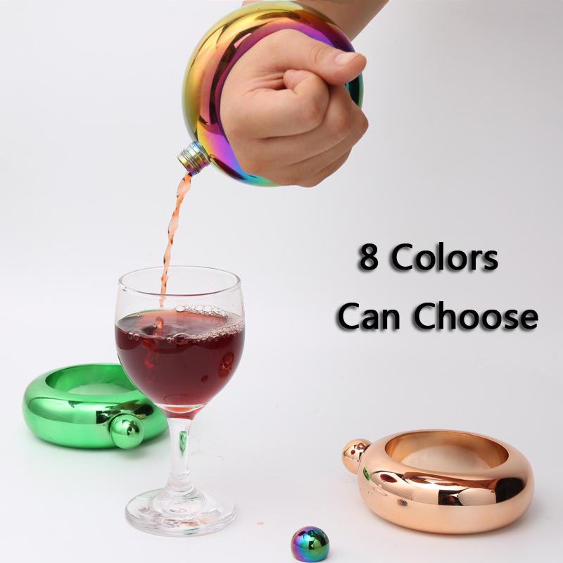 

3.5oz Round Bracelet Hip Flask Bangle Stainless Steel Hip Flask Portable Wristband Wine Bottle Whiskey Liquor Wine Pot Drinkware VT0395