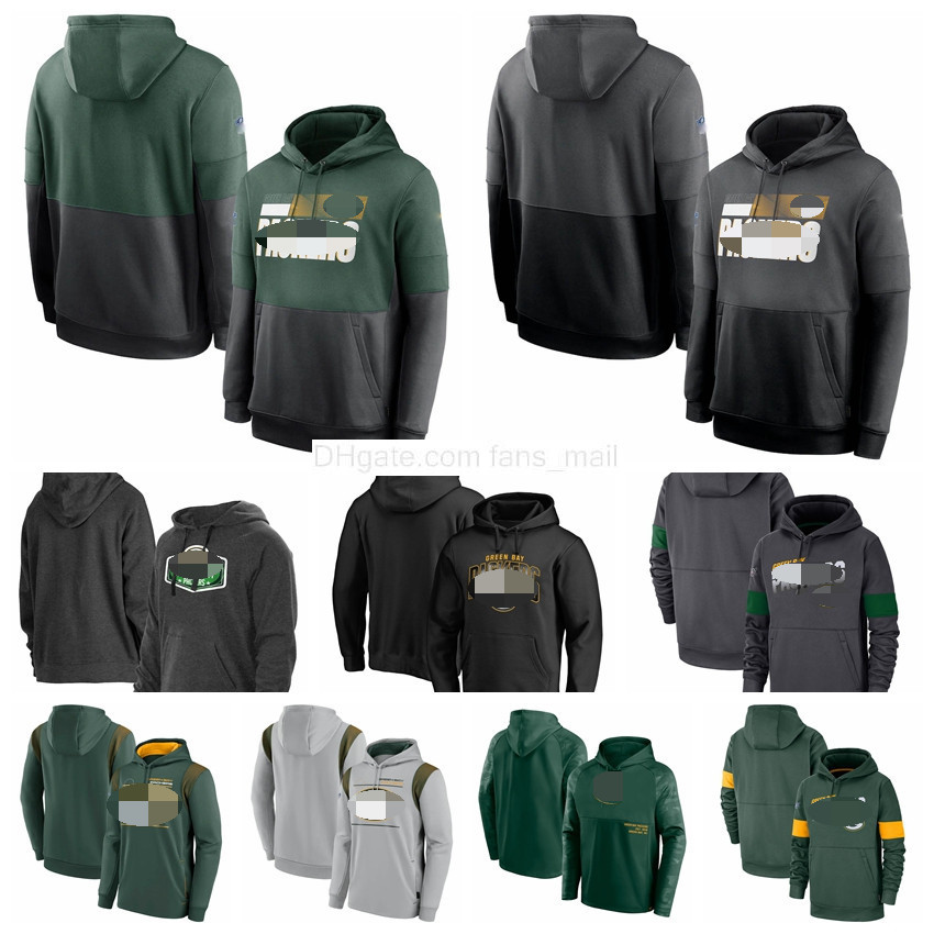 

Green Bay Men Women Youth Packer 2021 Salute to Service Sideline Therma Performance Pullover Football Hoodie, Black