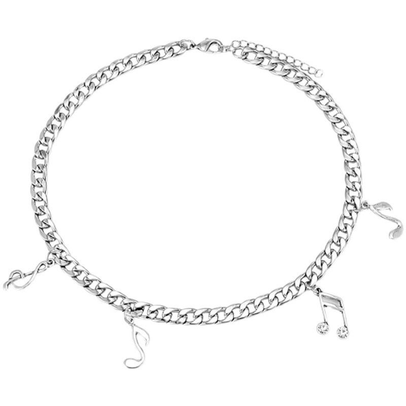 Pendant Necklaces POTCET Women&#039;s Stainless Steel Musical Note Titanium Necklace Geometric Retro Fashion Hip Hop Party Jewelry-image-708054910