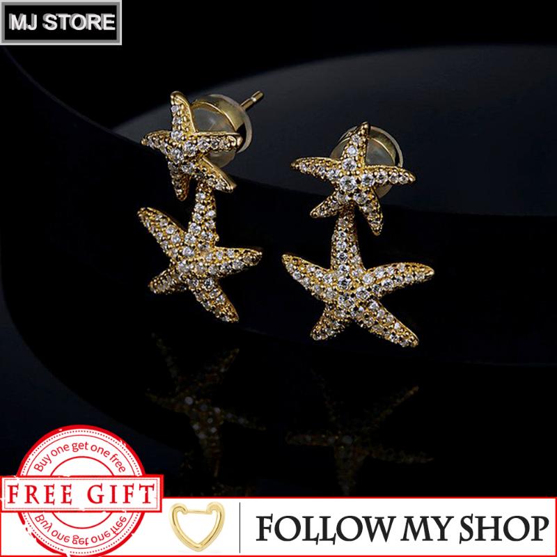 

Dangle & Chandelier Fashion 925 Sterling Silver Gold Color Earrings Necklace Bracelet Starfish Monaco Jewelry For Women Party G