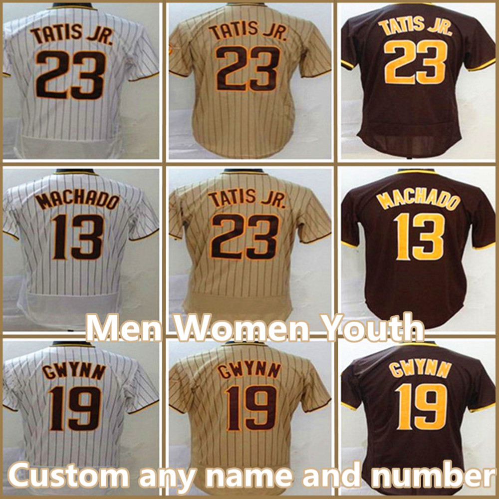 

23 Fernando Tatis Jr. San 13 Manny Machado Custom Padres Baseball Jerseys Diego Tatís Tony Gwynn Wil Myers Eric Hosmer Mens Women kid Jersey, Youth's color 2