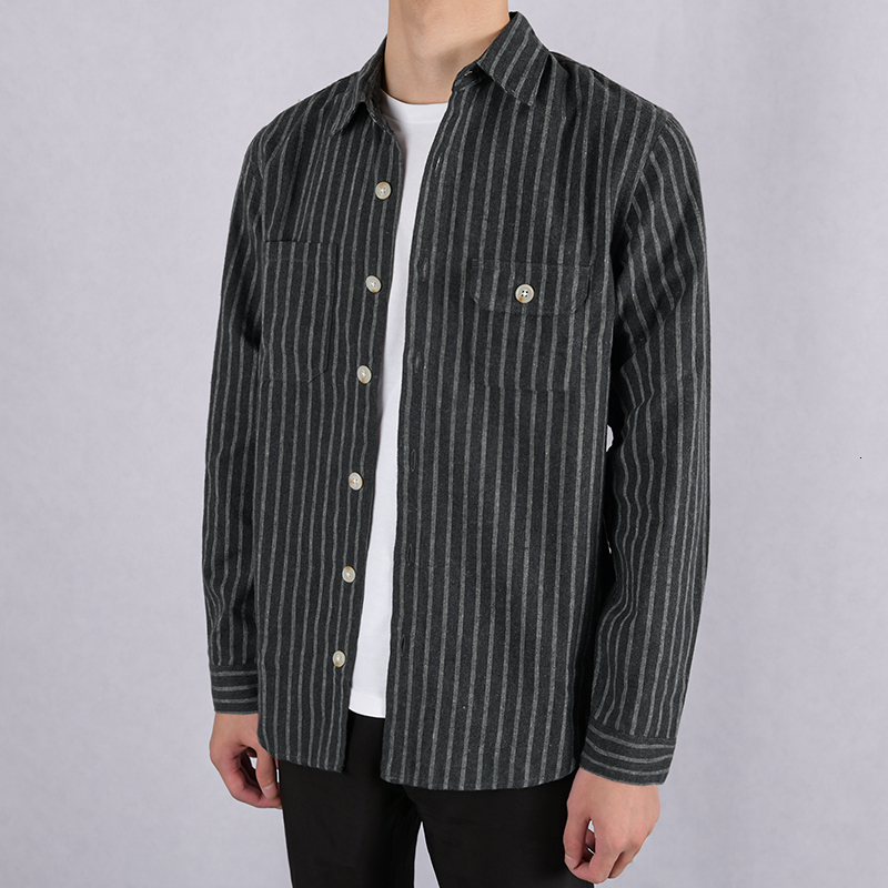 

2021 Spring Autumn Tarja Brushed Long-sleeve Striped Shirts for Men of the Fashion Brand Casual Men's Shirt Overhemd Eo0w, Dark gray.