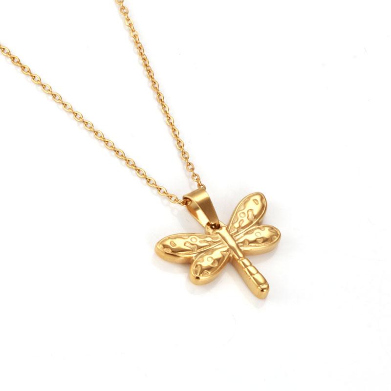 

Chains Necklace Stainless Steel Dragonfly Insect Niche Double-sided Design Sense Lady Charm Clavicle Chain Jewelry