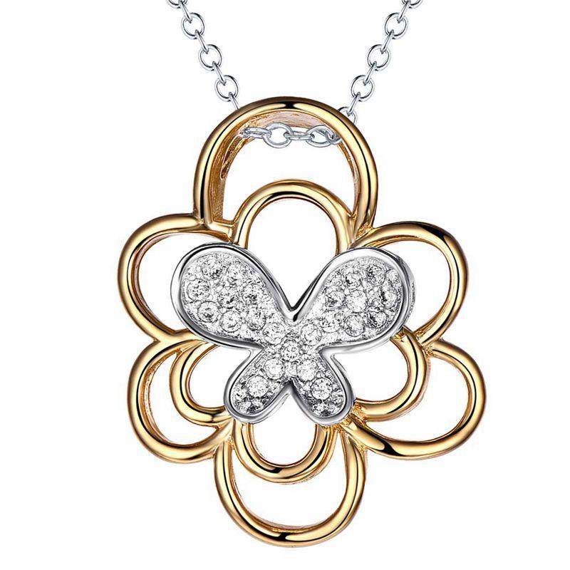 

Pendant Necklaces Nice/Nice Plated Exquisite Flower With Crytal Collier Necklace Elegant Women