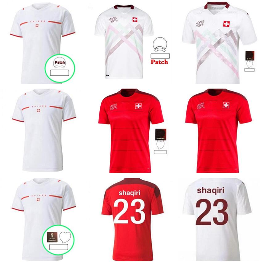 

2021 Switzerland home away Soccer Jersey 20 21 SEFEROVIC FREULER SHAQIRI LANG EMBOLO BEHRAMI Swiss Red Men Football Shirt, Blue