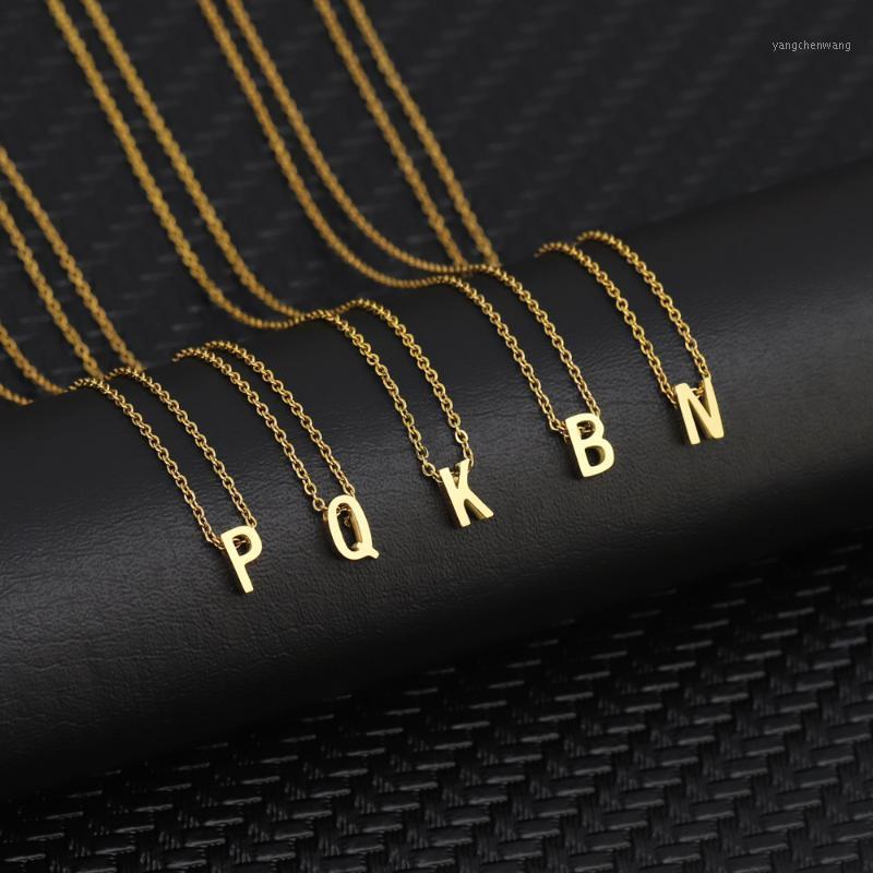 

Chains Vintage Font Gold Color Stainless Steel A-Z Alphabet English Letters Capital Initial Pendant Necklace Women Jewelry
