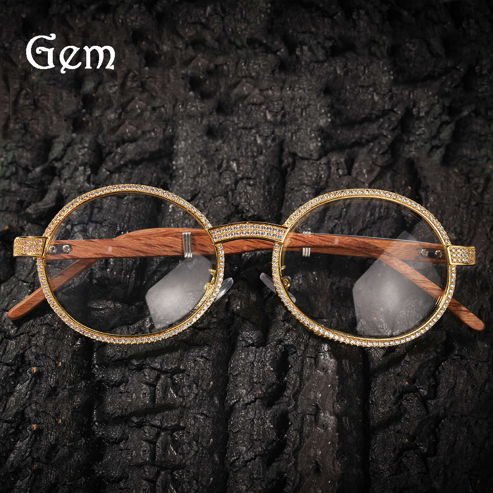 

New hip hop trendsetter diamond metal round frame glasses for men and women