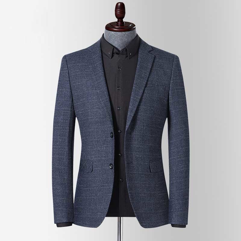 

2021 New Spring Autumn Young Grid Blazer Suit Blazers Business Jacket Casual Wedding Clothes 6v6s, Blue.