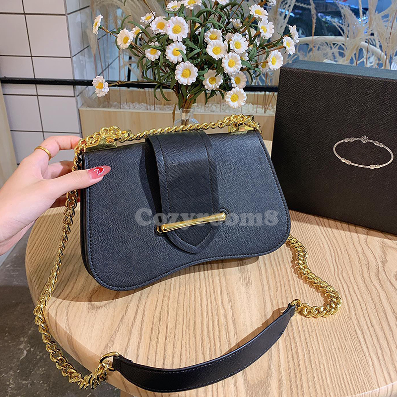 

2021 Women's Luxury Luxury Crossbody Bag Designer Fashion elegant women's tote Bag real high quality leather chain crossbody bag, Black