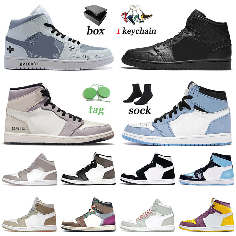 

University Blue 1 1s Mens Women Basketball Shoes High Element Light Bone Mid Triple Black OG Jumpman Cactus Jack Pastel Trainers Sneakers 2022 With Box, B31 game 36-45