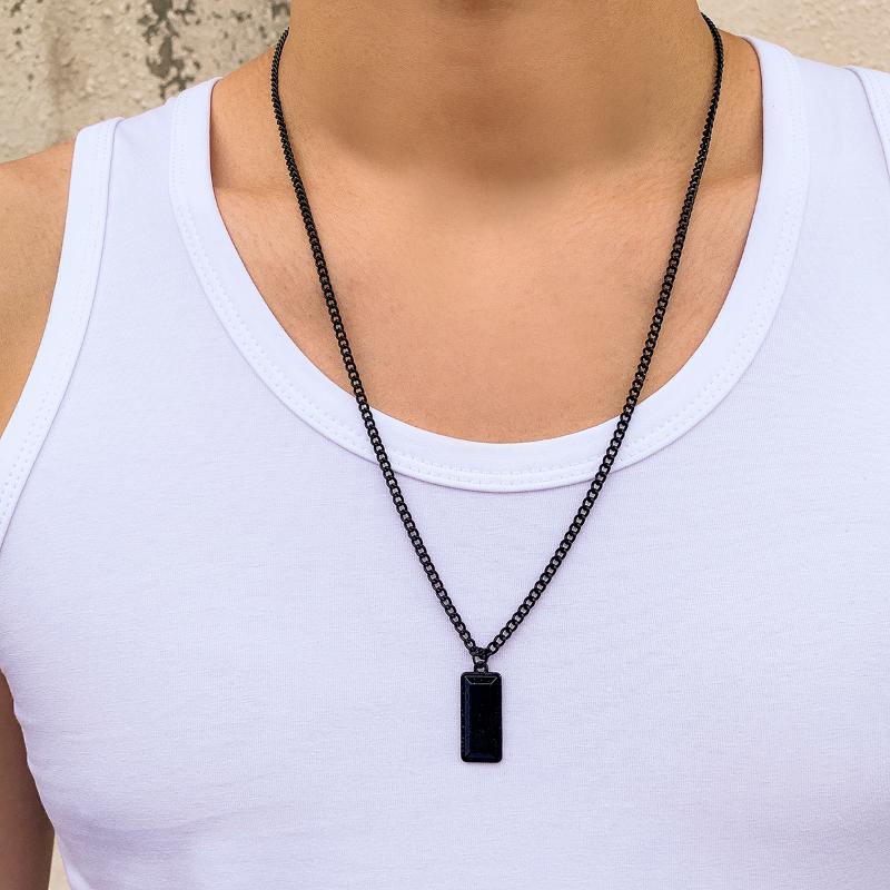 

Pendant Necklaces Lacteo Neo Gothic Black Color Geometric Necklace For Men Steampunk Iron Metal Chain Choker Jewelry Accessories