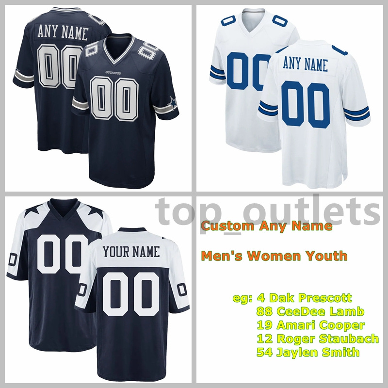 

2021 Dallas Cowboys American Football Jerseys Jason Witten Jersey Jaylon Smith Micah Parsons Ezekiel Elliott Roger Staubach CeeDee Lamb Cust, Black;red