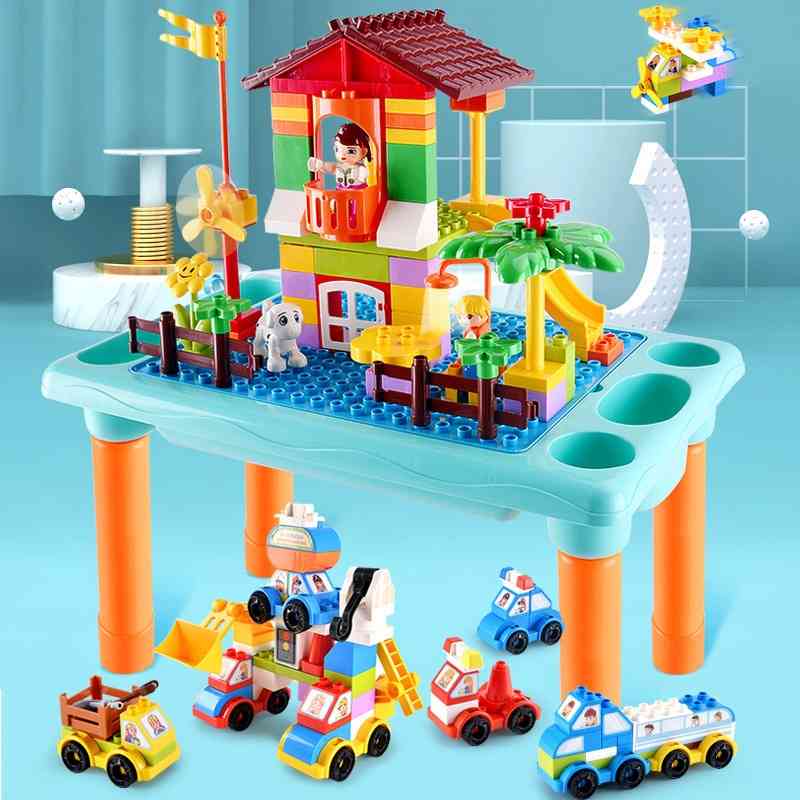 

Slide table multifunctional small particle track splicing children's puzzle block toys night market push