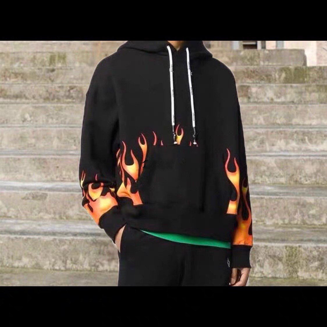 

Designers Hip Hop Mens Flame print Palm Hoodie Hoodies Luxurys Men Women Decapitated Couples Top Sweatshirt Long Sleeve kill Bears Fashion T, Black