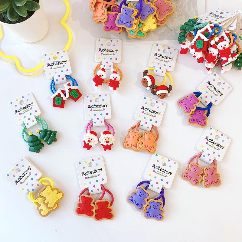 

Hair Accessories  PCS/SET Christmas Children's Bands Cute Little Bear Girl Accessoires Elastic Scrunchie, Slivery;white